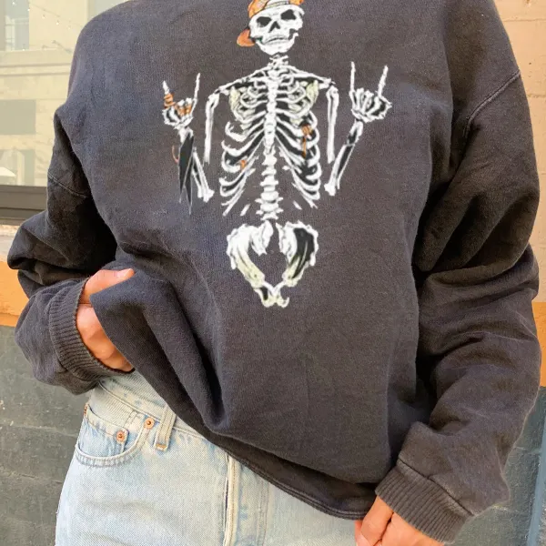 Personalized skull loose casual sweater - Leanarea.chimpone.com 
