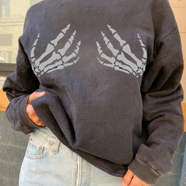 Devil's Hand Personalized Loose Casual Sweatshirt - Leanarea.chimpone.com 