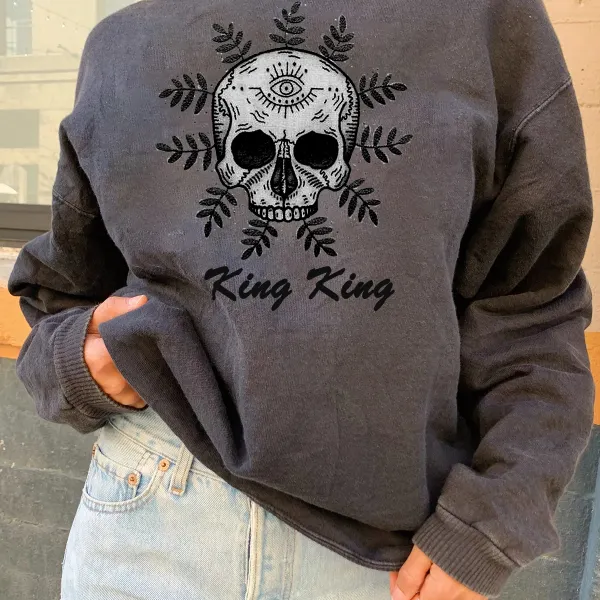 Fashion skull print all-match sweater - Leanarea.chimpone.com 
