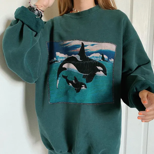 Vintage Casual Long-sleeved Printed Sweater - Honeylop.chimpone.com 