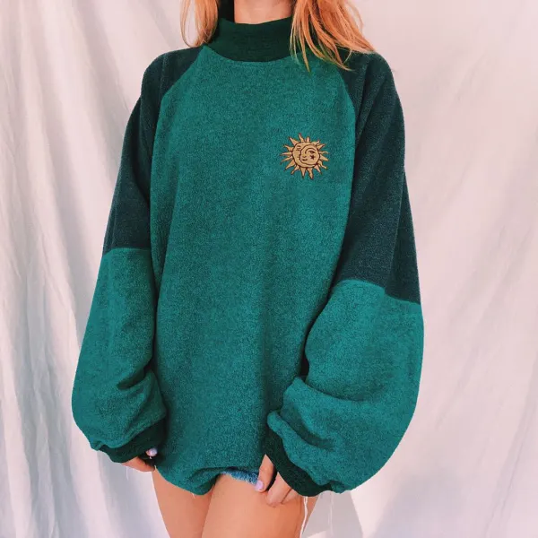 Retro hit color all-match sweatshirt - Leanarea.chimpone.com 