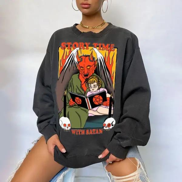 Halloween print basic sweatshirt - Leanarea.chimpone.com 