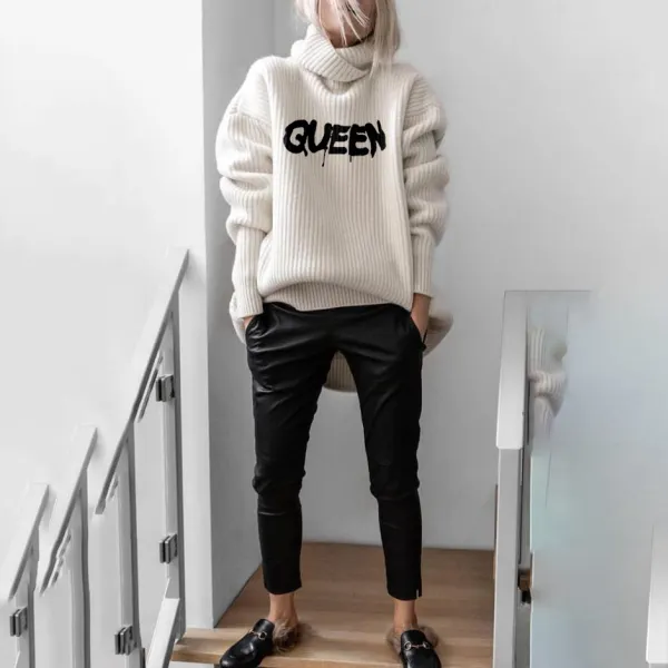 Fashion queen print sweater - Leanarea.chimpone.com 
