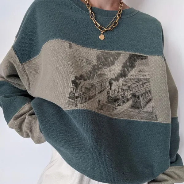 Ladies Casual Long-sleeved Vintage Printed Sweatshirt - Leanarea.chimpone.com 