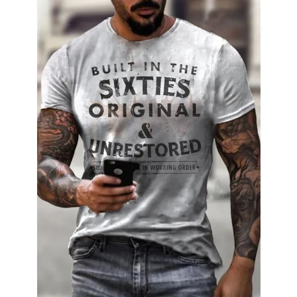 Mens Built In The Sixties Unrestored Motorcy Printed T-shirt - Sanhive.com 