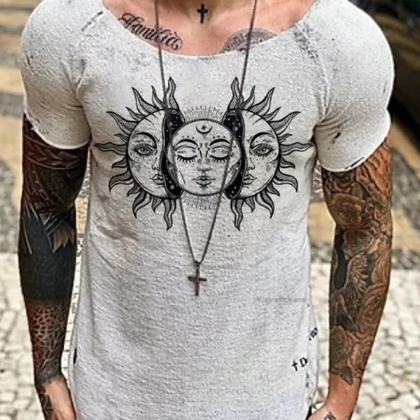 Mens vintage sun print T-shirt - Leanarea.chimpone.com 