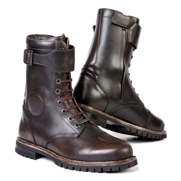 Vintage casual round tie leather boots - Nikiluwa.com 