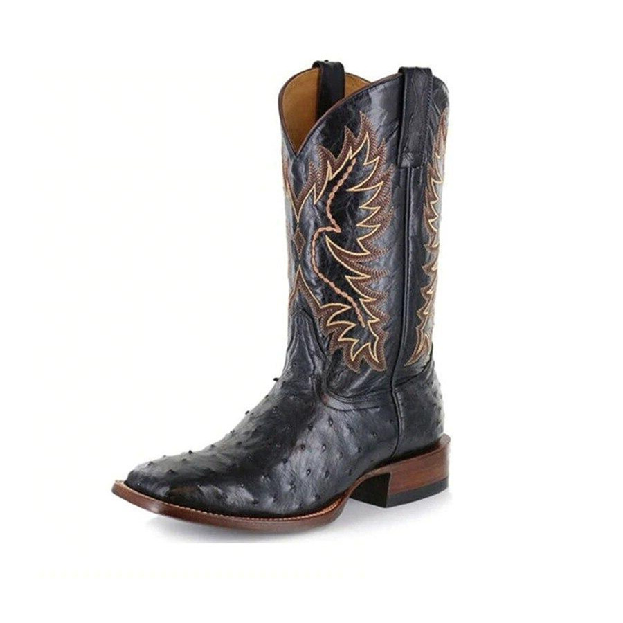 

Western vintgae embroidery splice mens leather boots