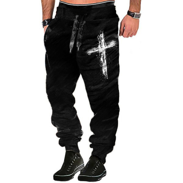 Casual mens cross print trousers - Nikiluwa.com