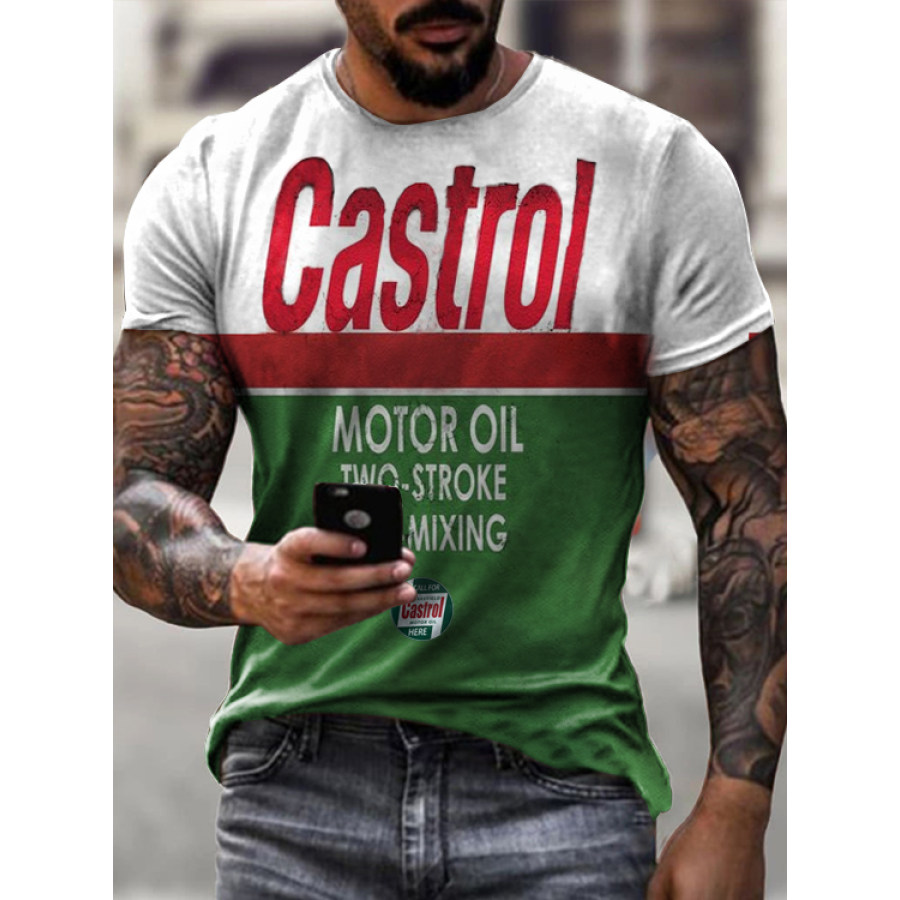 

Mens Vintage Motor Oil Badge Printed T-shirt