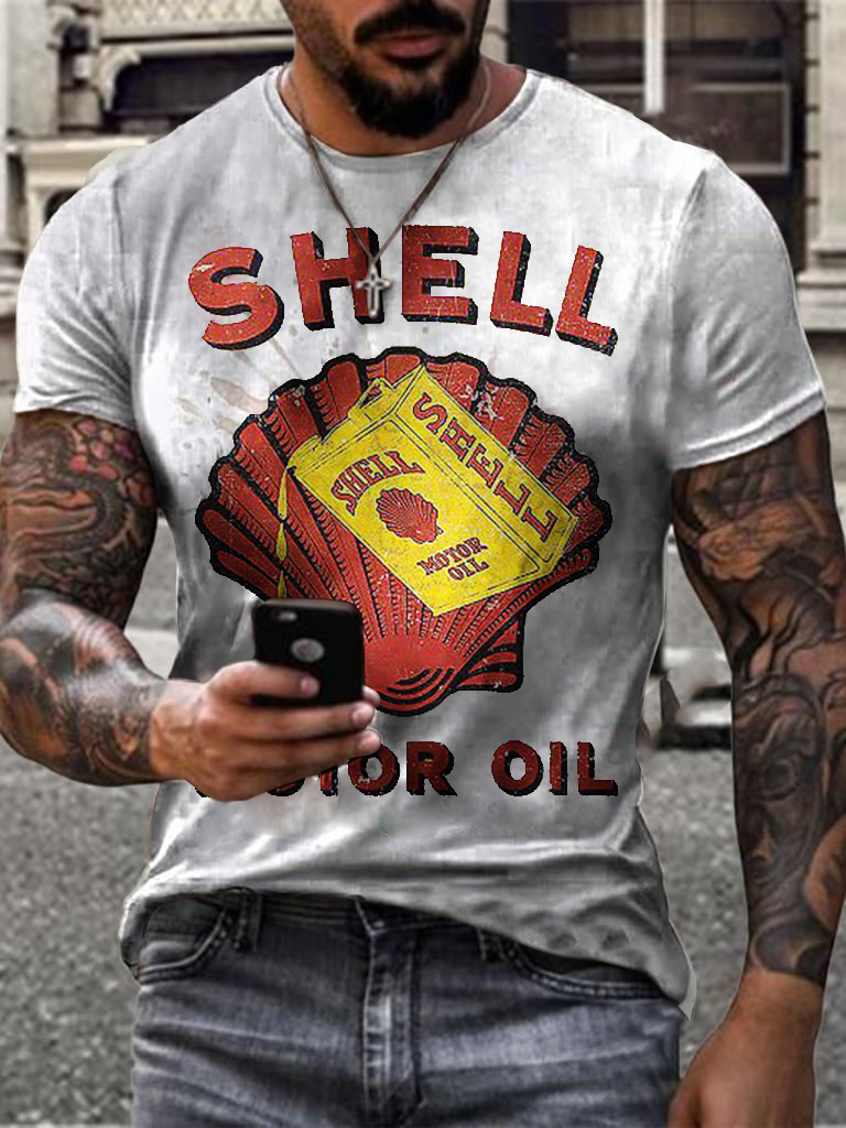 Engine Oil Print Casual Chic T-shirt