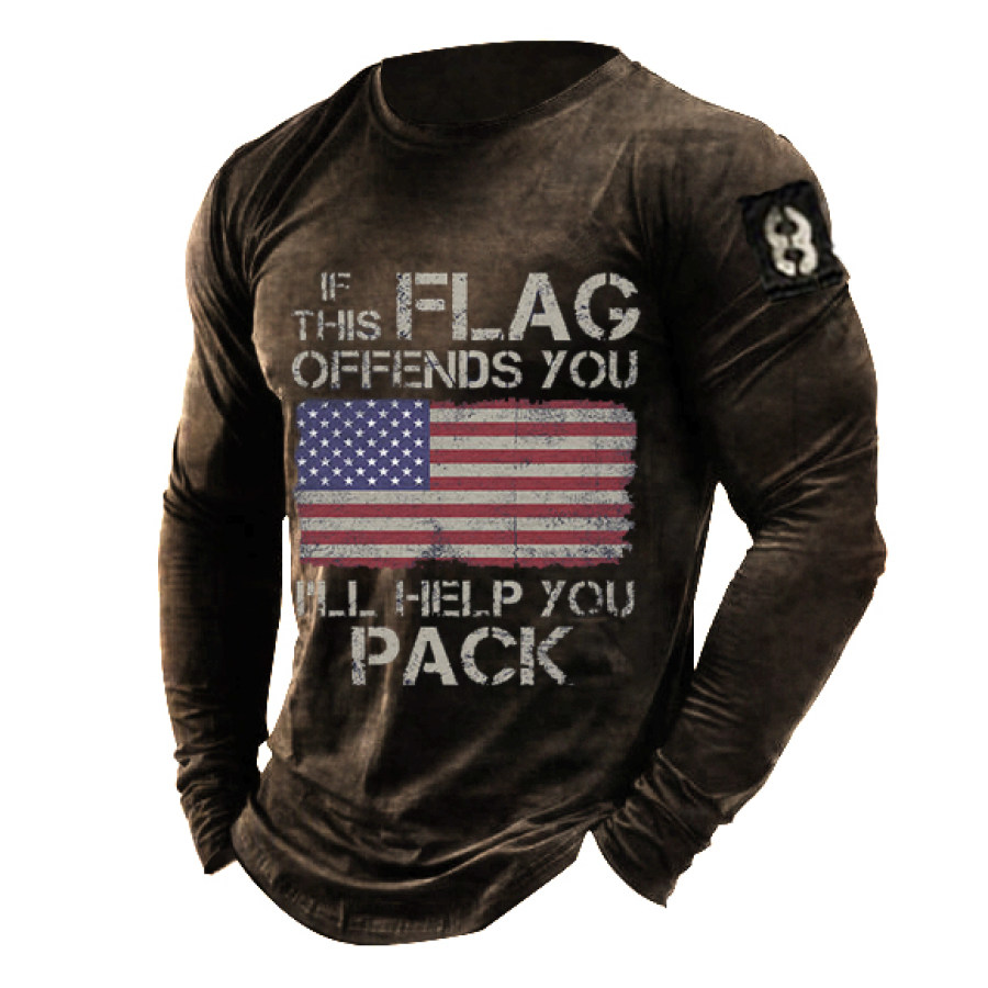 

Mens Flag Offends Retro Casual T-Shirts