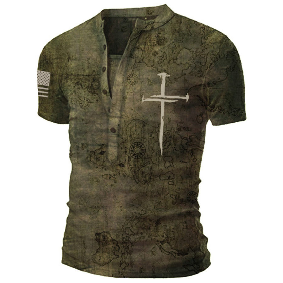 

Fashion Retro Old World Map Print Short-sleeved T-shirt
