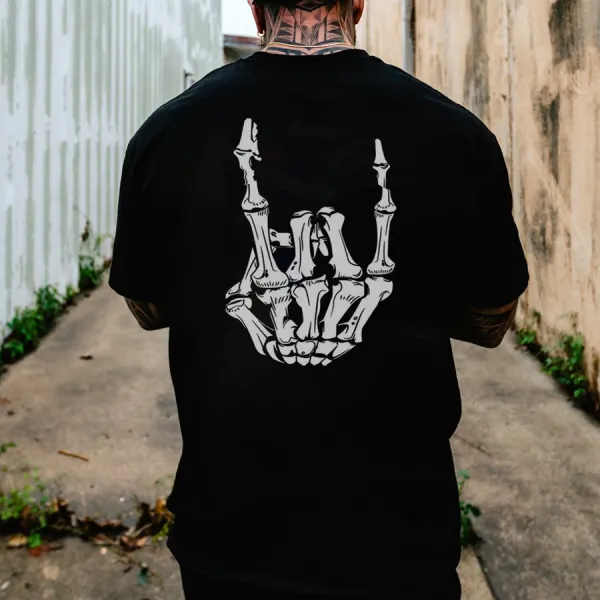 Rock On Skeleton Hand Mens T-Shirt - Fineesa.chimpone.com 
