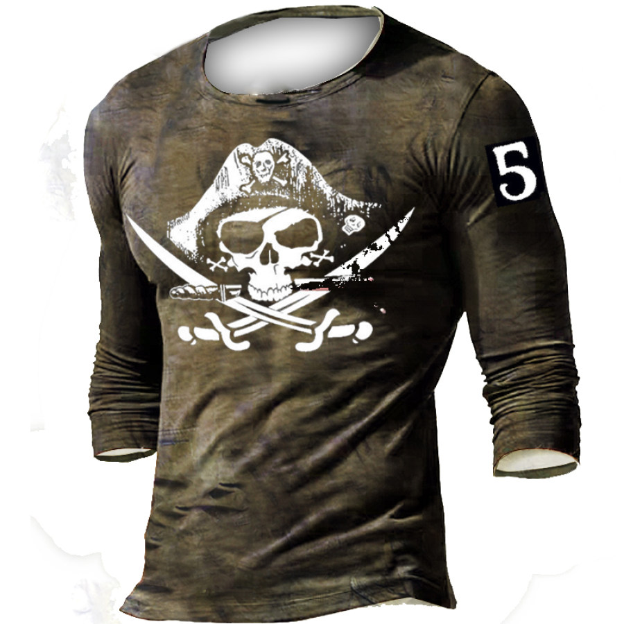 

Pirate Men's Vintage Henry Button Long Sleeve T-Shirt