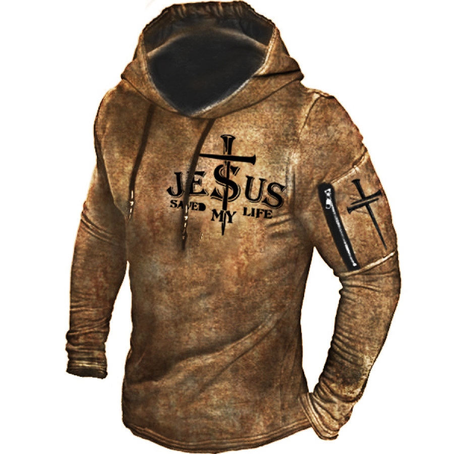 

Jesus Saved My Life Men's Outdoor Retro Hoodie