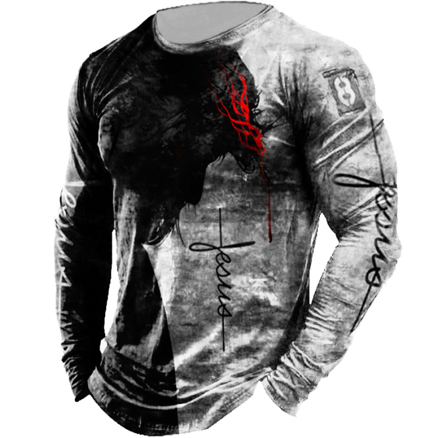 

Men's Outdoor Jesus Vintage Print Tactical T-Shirt