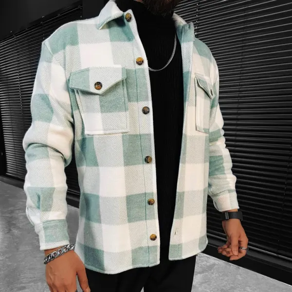Checkerboard Long-sleeved Shirt/jacket - Menilyshop.com 