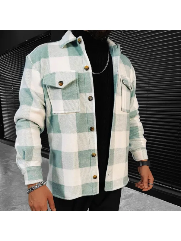 Checkerboard Long-sleeved Shirt/jacket - Ootdmw.com 