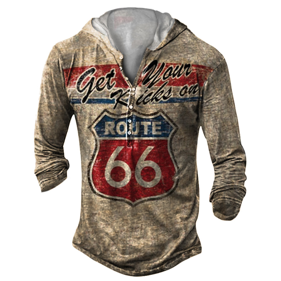 

Men's US Route 66 Print Hooded T-shirt