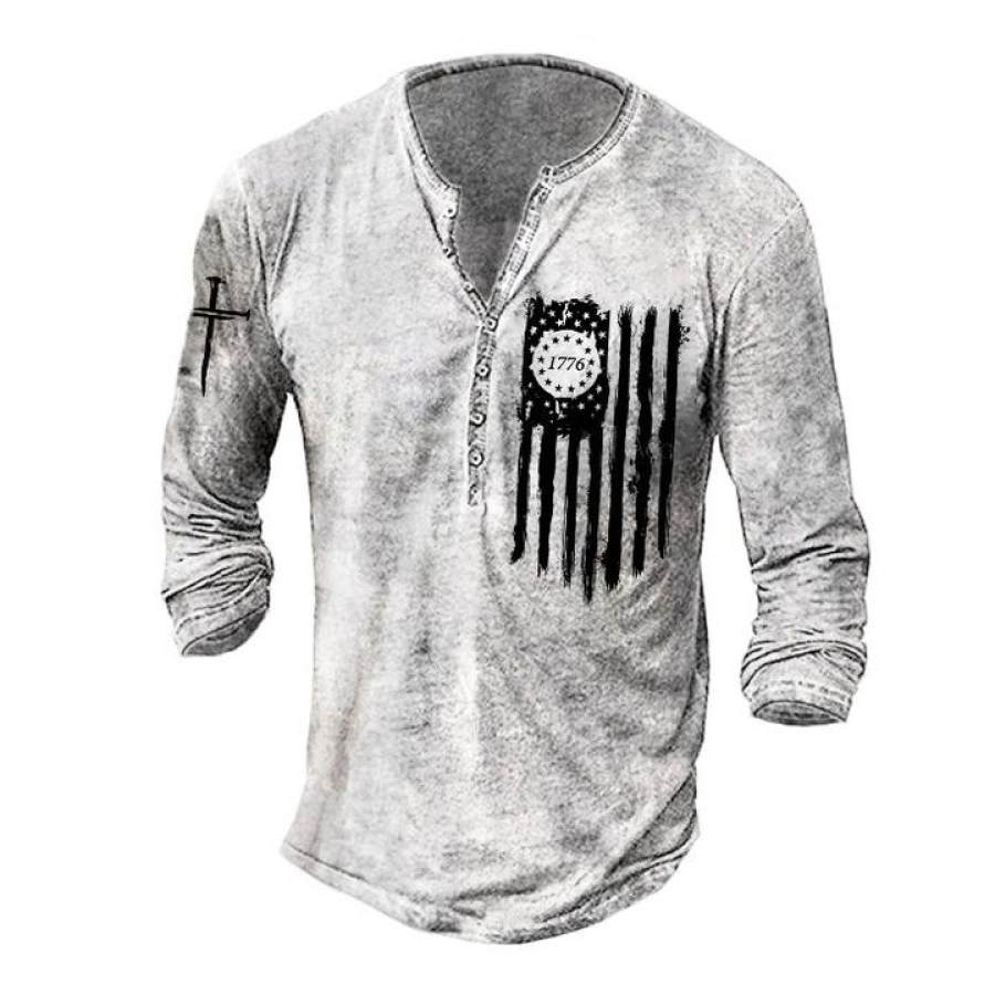 

Cross Patriotic 1776 Men's Vintage Henley Shirt