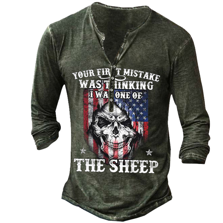 

Your First Mistake Was Thinking I Was One Of The Sheep Old Men's Henley Shirt