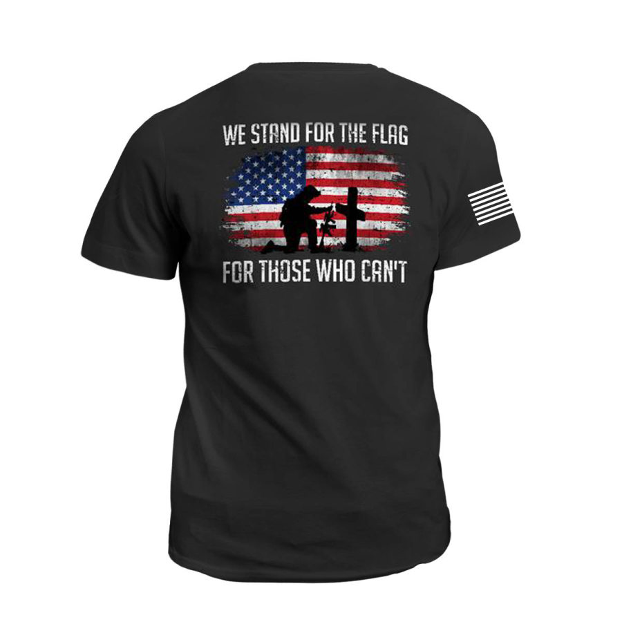 

We Stand For The Flag For Those Who Gan't Men's Outdoor Tactical Cotton T-shirt