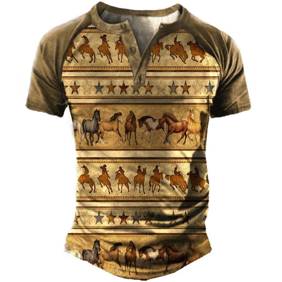 

Camiseta Henley De Manga Corta Aztec Para Hombre