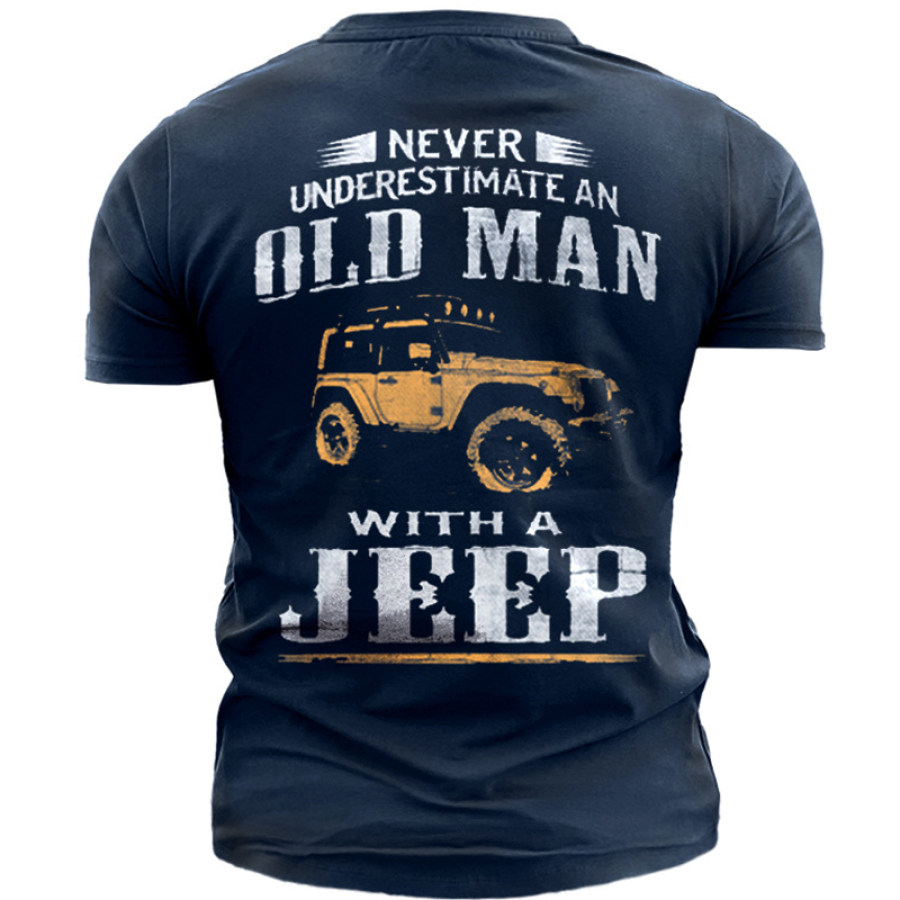 

Old Man Jeep T-shirt En Coton à Imprimé Vintage Pour Homme