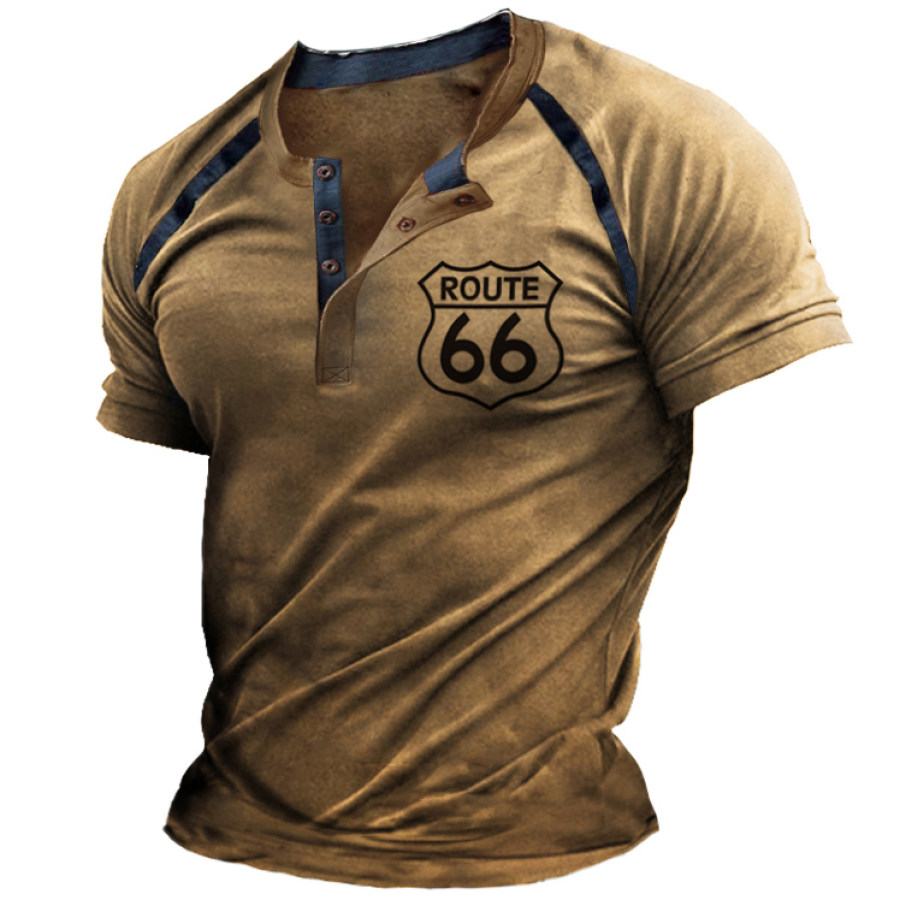 

Men's Vintage Route 66 Short Sleeve Equilibrium Henley