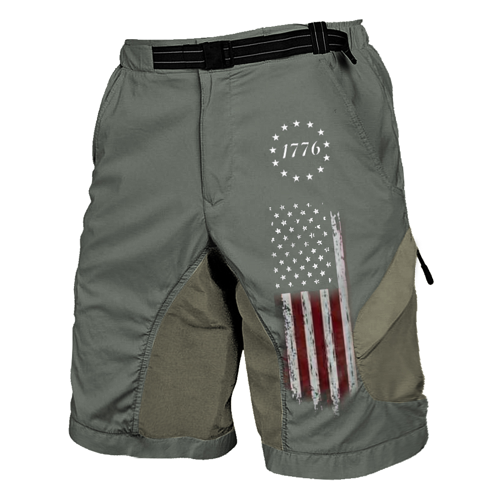 Men’s American Flag Print Outdoor Cargo Shorts - Kalesafe.com