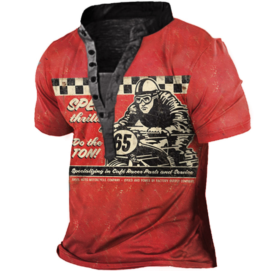 

Men's Outdoor Motorcycle Championship Short Sleeve Henley T-Shirt