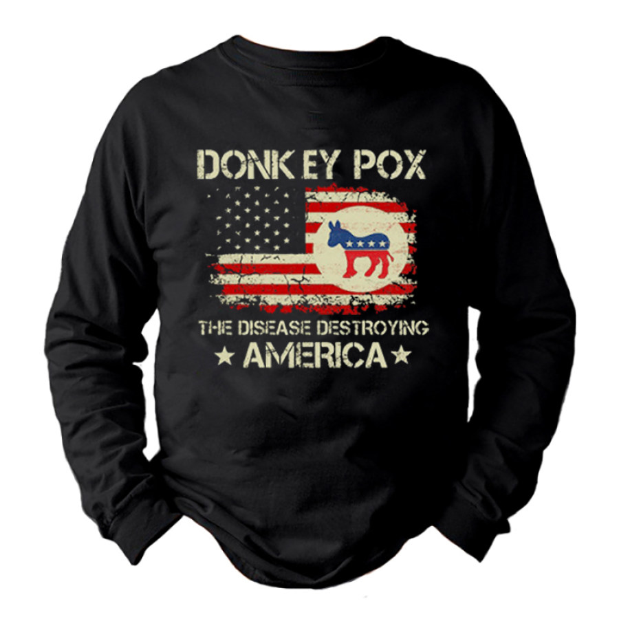 

Donkey Pox The Disease Destroying America Men's Cotton Long Sleeve Tee