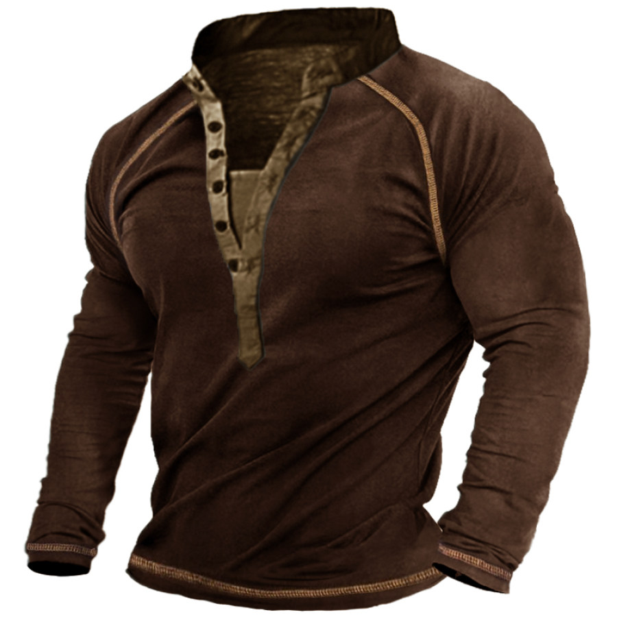 

Men's Vintage Long Sleeve Henley T-Shirt