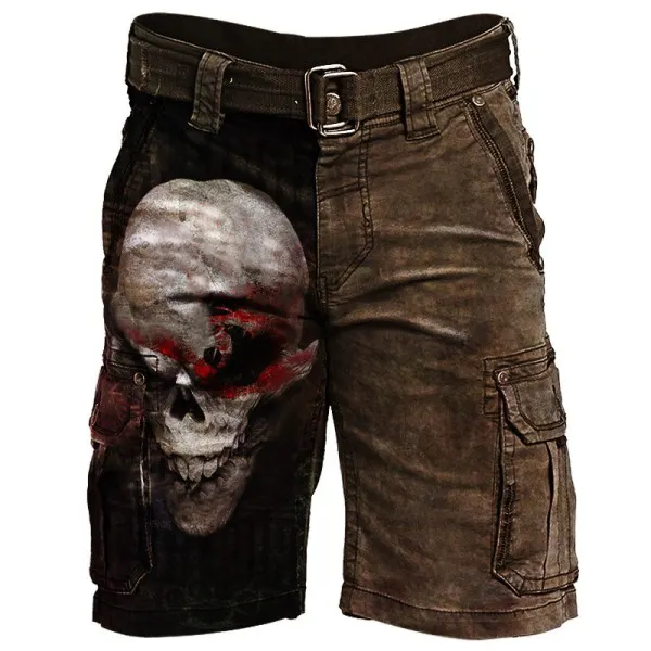 Mens Skull Printed Casual Tactical Shorts - Nikiluwa.com 