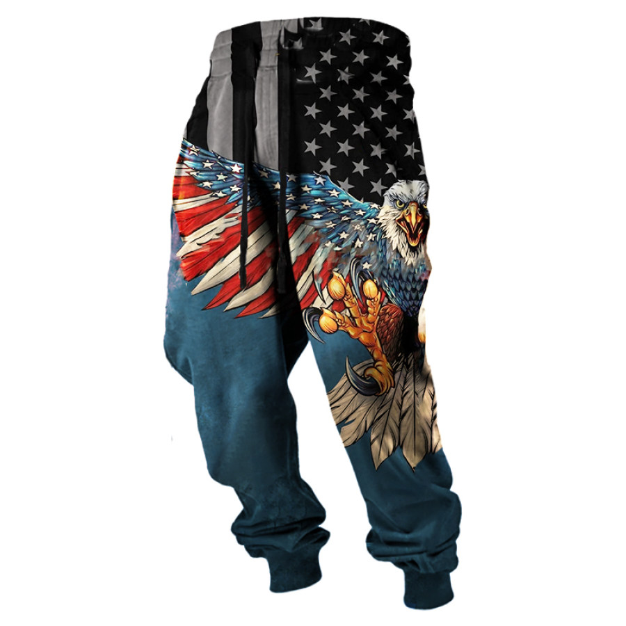 

Men's Outdoor Casual Flag Eagle Patriotic Print Trousers