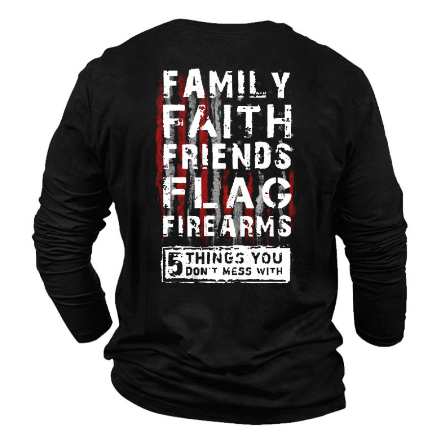 

Family Faith Friends Flag Firearms Men's Printed Cotton T-Shirt