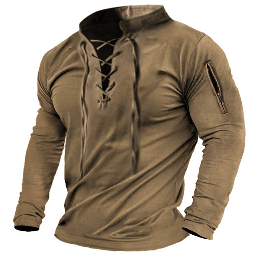 

Men's Retro Outdoor Special Training Lace-Up Tactical T-Shirt