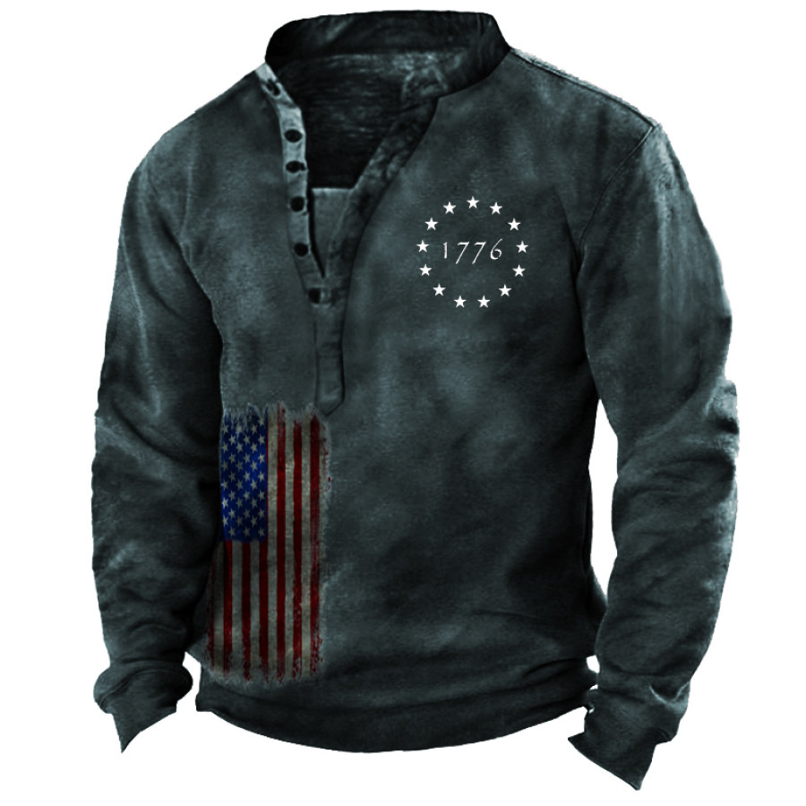 

Men's American Flag Training Henley Sweatshirt