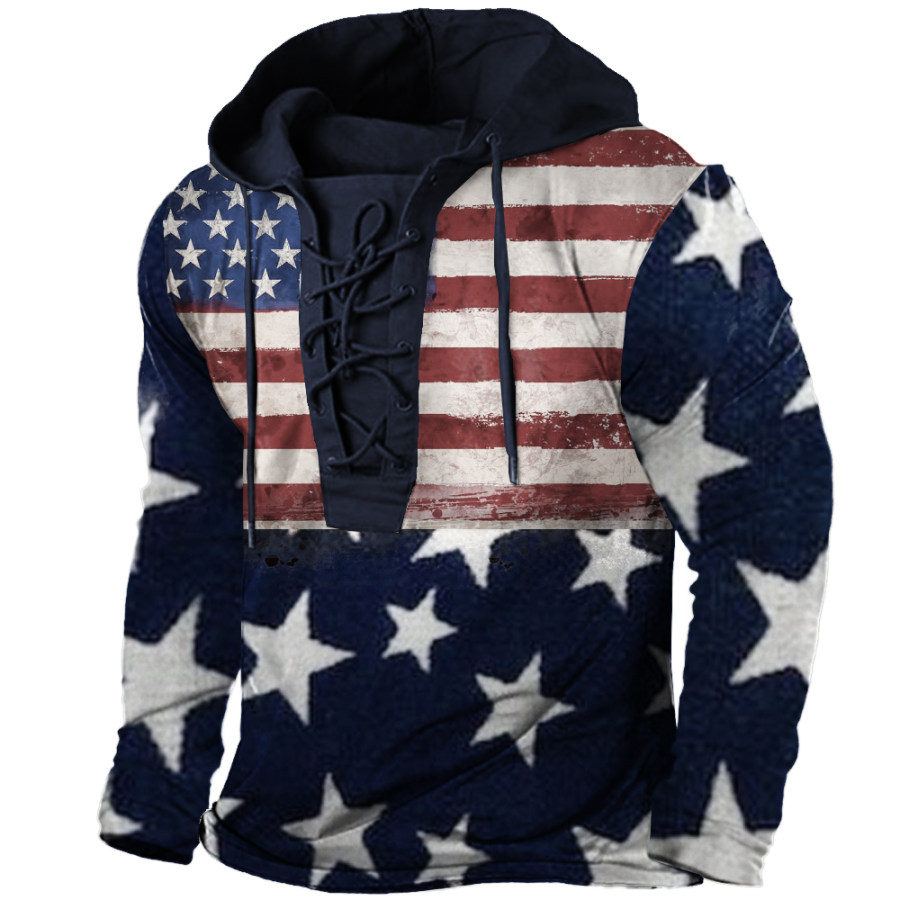 

Men's American Flag Hooded T-shirt