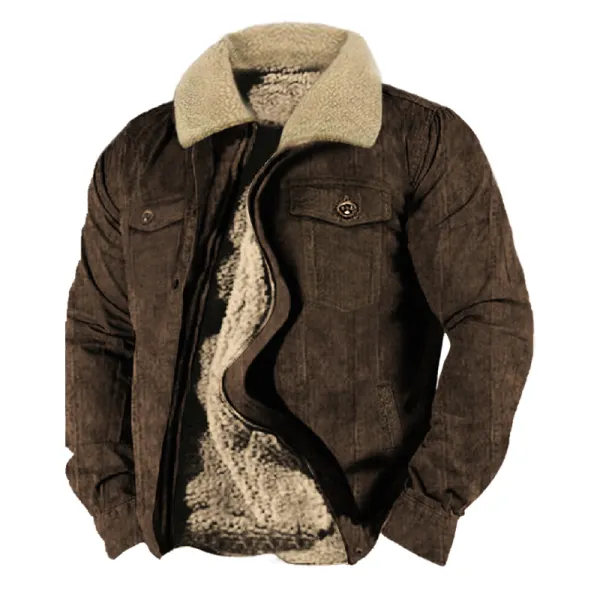 Men's Vintage Thick Lapel Pocket Tactical Jacket - Blaroken.com 