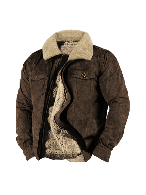 Men's Vintage Thick Lapel Pocket Tactical Jacket