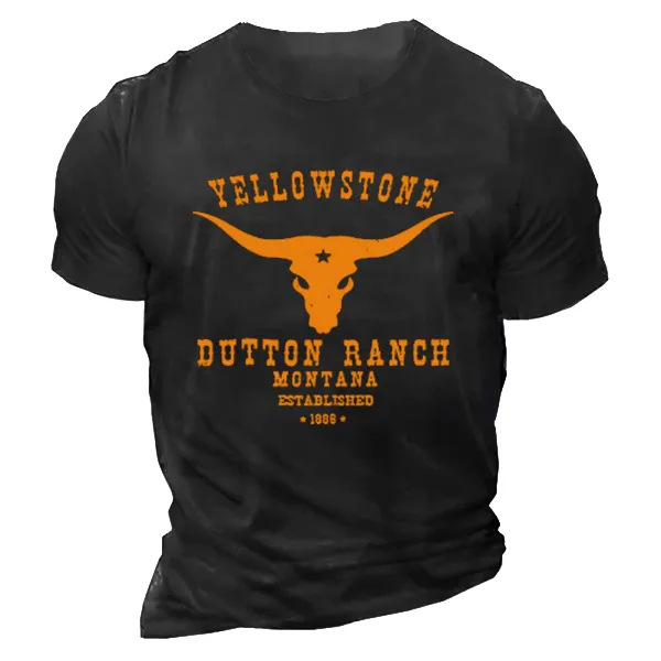 Yellowstone Dutton Ranch Bucking Bronco Graphic Men's T-shirt - Fineesa.chimpone.com 