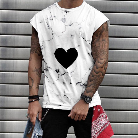 Fashion Heart Printed Mens T shirt