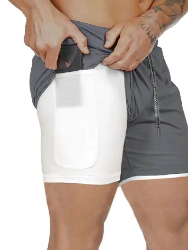 Double layer sports shorts - Inkshe.com 