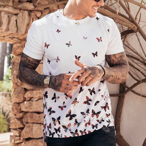 Butterfly Printed Casual Mens T shirt
