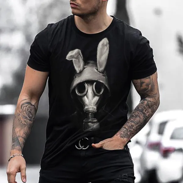 Black Rabbit Printed Mens T-shirt - Leanarea.chimpone.com 