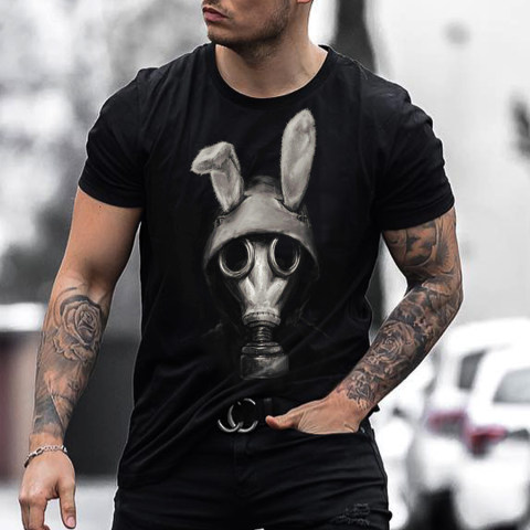 Black Rabbit Printed Mens T shirt