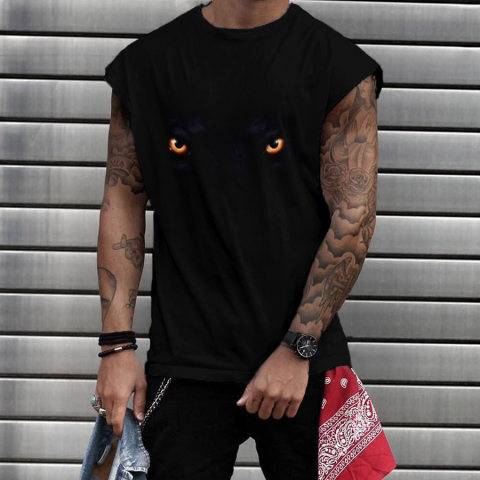 Black Wolf Eyes Raglan Sleeve Mens T shirt