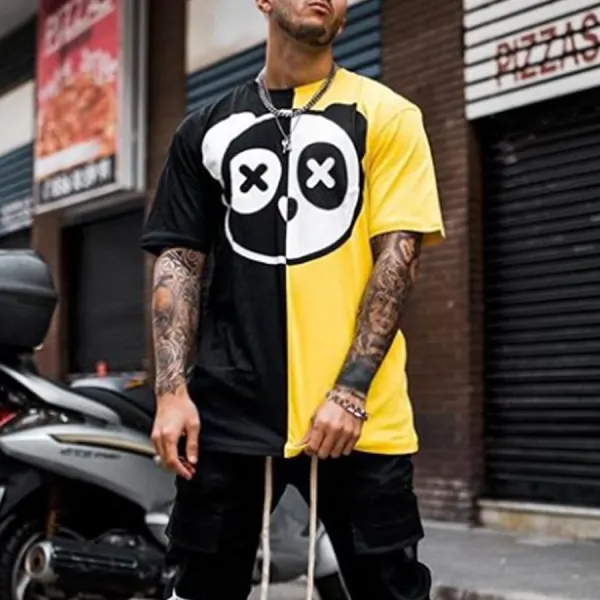 Fashion casual panda print T-shirt - Leanarea.chimpone.com 